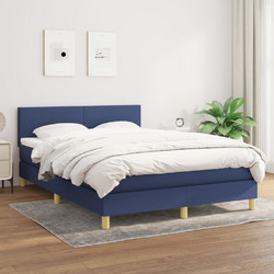 vidaXL Κρεβάτι Boxspring με Στρώμα Υφασμάτινο Μπλε 140x200cm 3140463