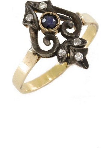 Δαχτυλίδι αντικέ 18 Κ με zircon και ζαφείρι, 1328