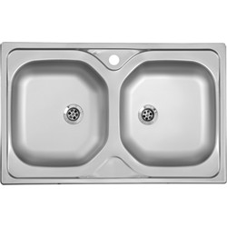 Ανοξείδωτος Νεροχύτης Inox Σατινέ Mε 2 Γούρνες MartinHome Μ50xΠ80cm Ασημί AE 800 C