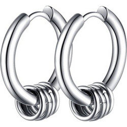 Jt Unisex ατσάλινα σκουλαρίκια κρίκοι μικροί με κρικάκια