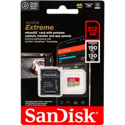 Sandisk Extreme microSDXC 512GB Class 10 U3 V30 UHS-I A2 + Adapter