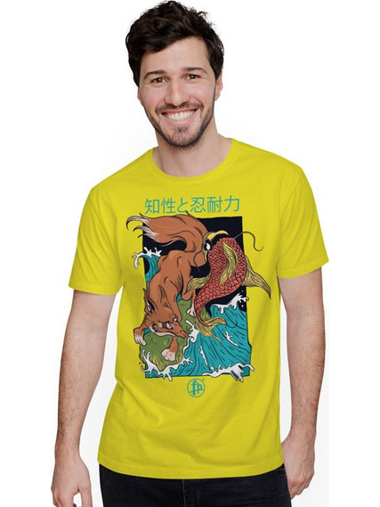 Fox And Fish Japanese Style (Κοντομάνικο Ανδρικό / Unisex) - Gold