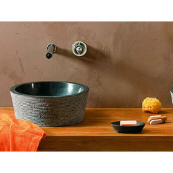 Νιπτήρας Επιτραπέζιος Πέτρινος Bati Stoone Jaya Grey-Black O40cm x 15cm
