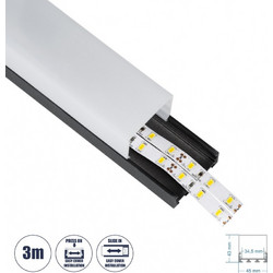 GloboStar SURFACEPENDANT-PROFILE 70866-3M Προφίλ Αλουμινίου - Βάση & Ψύκτρα Ταινίας LED με Λευκό Γαλακτερό Κάλυμμα - Επιφανειακή & Κρεμαστή Χρήση - Πατητό Κάλυμμα - Μαύρο - 3 Μέτρα - Μ300 x Π4.5 x Υ4.
