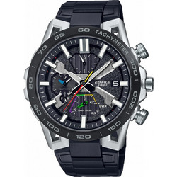 Casio Edifice Ανδρικό Ρολόι Χρονογράφος Solar με Μαύρο Μεταλλικό Μπρασελέ EQB-2000DC-1AER