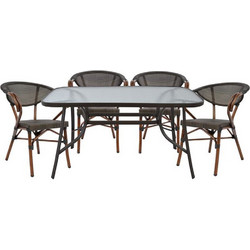 HomeMarkt Bruno + Bamboo Look Σετ Τραπεζαρία Κήπου Bamboo 5τμχ
