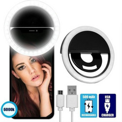 Selfie Ring Light LED SMD 2W 200 lm για Κινητό και Tablet Globostar-79043-Μαύρο 79043