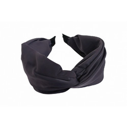 RO Accessories Στέκα Μαλλιών Υφασμάτινη με Κόμπο Γκρι Σκούρο 14-0225