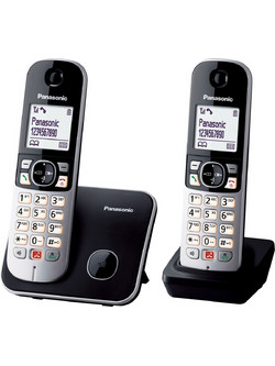Panasonic KX-TG6852 Ασύρματο Τηλέφωνο Σετ Duo με Ανοιχτή Ακρόαση Μαύρο