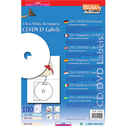 Ετικέτες CD/DVD Ultra White Full Face 200 τμχ