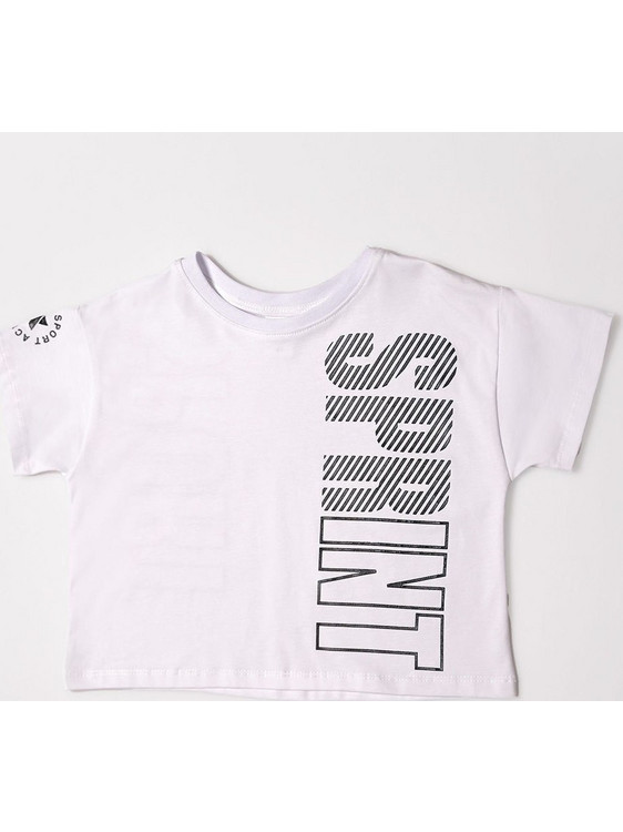 Sprint Παιδικό Crop Top Κοντομάνικο Λευκό 231-4066-S100