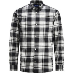 Jack & Jones Ανδρικό Πουκάμισο Βαμβακερό Καρό Μακρυμάνικο Κανονική Γραμμή Μαύρο Λευκό 12227596