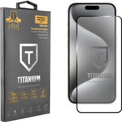 Idol 1991 Titanium Semi Curved Full Glue 0.25mm Tempered Glass Προστασία Οθόνης Μαύρο (iPhone 15 Pro Max)