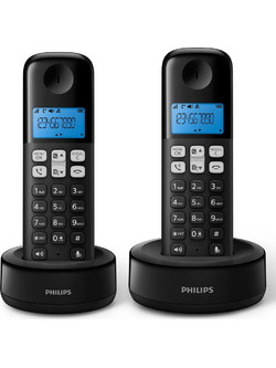 Philips D1612 Ασύρματο Τηλέφωνο Σετ Duo με Ανοιχτή Ακρόαση Μαύρο