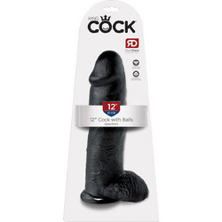 Pipedream King Cock 12" Ρεαλιστικό Dildo με Βεντούζα & Όρχεις 30cm Μαύρο