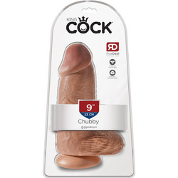 Pipedream King Cock Chubby 9" Ρεαλιστικό Dildo με Βεντούζα & Όρχεις 23cm Caramel