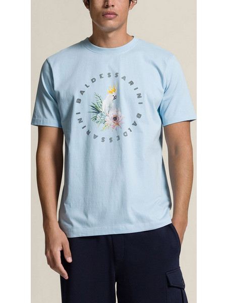BALDESSARINI He-T-Shirt ΛΑΙΜΟΚΟΨΗ 100%ΒΑΜΒΑΚΙ ΜΕ ΤΥΠΩΜΕΝΟ LOGO ΕΜΠΡΟΣ