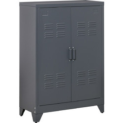 Ντουλάπι πολλαπλών χρήσεων HOMCOM Industrial Style 2 Door, Μεταλλικό ντουλάπι για σπίτι και γκαράζ - Γκρι 838-148GY
