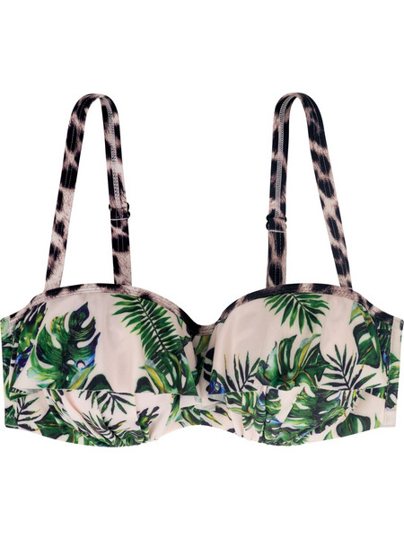 Dorina Bikini Top Strapless με Ενίσχυση Floral Λευκό Πράσινο D01987M-B26