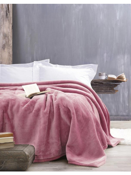 Κουβέρτα μονή 160Χ220 Soft Velvet βελουτέ Flamingo χρώμα amethyst