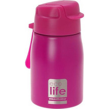 Ecolife Παιδικό Μπουκάλι Θερμός Ανοξείδωτο BPA Free με Καλαμάκι Φούξια 400ml