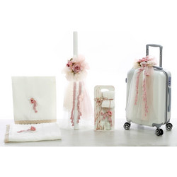 Bellissimo Σετ Βάπτισης με Βαλίτσα για Κορίτσι Pink Flowers ΣΔΣ-2354