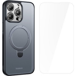 Θήκη iPhone 15 Pro Baseus Smart Ring Series Silicone Sockproof συμβατό με Magsafe φορτιστή και προστασία οθόνης (Tempered Glass) Πλάτη TPU μαύρο