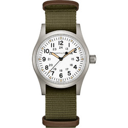 Hamilton Khaki Field Ανδρικό Ρολόι Αυτόματο με Χακί Υφασμάτινο Λουράκι H69439411
