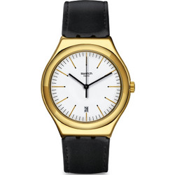 Swatch Edgy Time Ανδρικό Ρολόι με Μαύρο Δερμάτινο Λουράκι YWG404