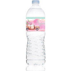 Ετικέτα Νερού Βάπτισης για μπουκάλι 0,5L Αυτοκόλλητη 20 x 4 εκατοστά με Αμάξι, Λουλούδια