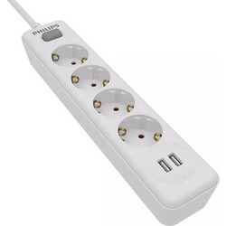 Philips SPN3042WA/10 Πολύπριζο 4 Θέσεων +amp 2 USB
