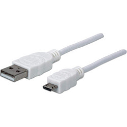 Manhattan HiSpeed USBKabel MicroUSB Typ B (M) bis USB (M) USB20 18m geformt wei (324069)