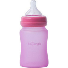 Bo Jungle B-Thermo Γυάλινο Μπιμπερό με Θηλή Σιλικόνης 0m+ Pink 150ml 595010