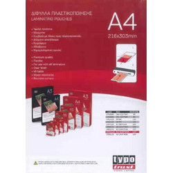 ΔΙΦΥΛΛΑ ΠΛΑΣΤΙΚΟΠΟΙΗΣΗΣ Α4 80 MICRONS GLOSSY 216Χ303 ΤΥΠΟΤΡΑΣΤ 100ΤΕΜ LP04080