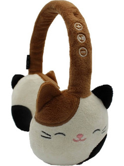 Lazerbuilt Squishmallows Plush Cameron Ασύρματα Bluetooth Παιδικά Ακουστικά On Ear Λευκά Καφέ