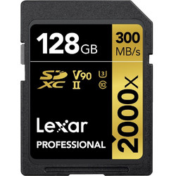 Lexar 2000X Professional SDXC 128GB Class 10 U3 V90 UHS-II + USB Adapter