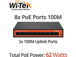 Wi-Tek WI-PS210H Unmanaged L2 Switch με 8 Θύρες Ethernet 100Mbps και 2 SFP Θύρες