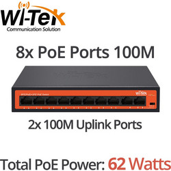 Wi-Tek WI-PS210H Unmanaged L2 Switch με 8 Θύρες Ethernet 100Mbps και 2 SFP Θύρες