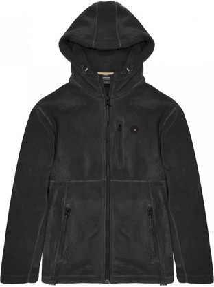 Rebase Pollar Ανδρική Ζακέτα Fleece με Κουκούλα και Φερμουάρ Μαύρη RMFT-12