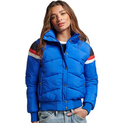 Superdry Retro Panel Γυναικείο Μπουφάν Χειμωνιάτικο Royal Blue W5011563A-49G