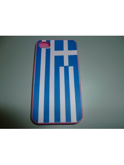 θήκη σιλικόνης για Apple iPhone 4/4S Ελληνική Σημαία - Ροζ I4SCGRP OEM