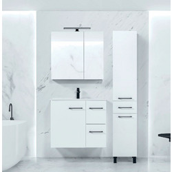Mabo Lyra 35 Plywood Στήλη Μπάνιου Δαπέδου Ξύλινη με Καλάθι Απλύτων White