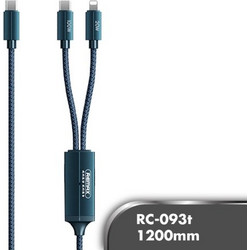 Remax RC-093T Kerolla Series 100W 2 in 1 Aluminum Fast Charging Data Cable, Blue