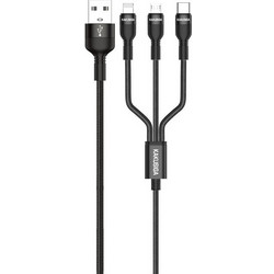 Kakusiga KSC-436/BLACK SMART CHARGING DATA 3 ΣΕ 1 LIGTHNING/MICRO/TYPE C (1Μ) ΜΑΥΡΟ 10424