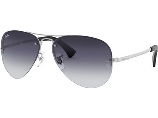 Ray-Ban RB3449 003/8G Ανδρικά Γυαλιά Ηλίου Aviator Μεταλλικά Ασημί με Μαύρο Degradee Φακό