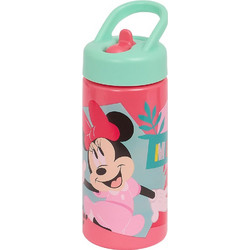 Stor Minnie Mouse Παιδικό Μπουκάλι Πλαστικό με Καλαμάκι Κόκκινο 410ml
