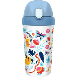 Chic Mic Bioloco Plant Kids Tropicalcium Παιδικό Μπουκάλι Πλαστικό BPA Free με Καλαμάκι Μπλε Λευκό 400ml