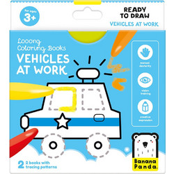 Banana Panda Looong Coloring Books Tracing Patterns 3 Years+ Βιβλίο Ακορντεόν με Διακεκομμένα Περιγράμματα στις Εικόνες, Ιδανικά για Χρωματισμό 2 Τεμάχια - Vehicles at Work