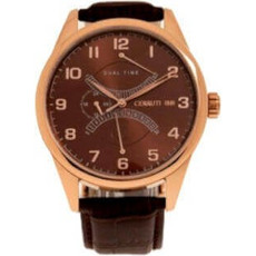 Cerruti Dual Time Ανδρικό Ρολόι με Καφέ Δερμάτινο Λουράκι CRA047C233H
