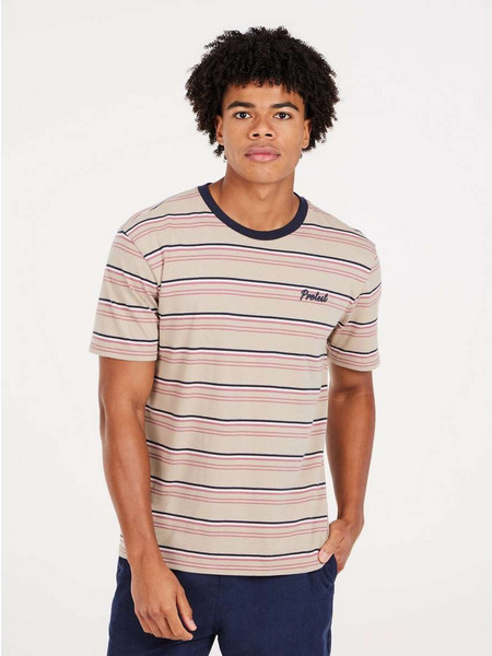 Protest Men΄s PRTARTHUR Striped Cotton T-shirt - BambooBeige - Loose fit